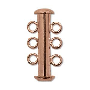 Shiny COPPER Plate 3 STRAND SLIDE CLASP Pk 2 Shiny COPPER Plate 3 STRAND SLIDE CLASP Pk 2