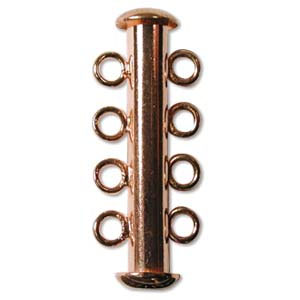 Shiny COPPER Plate 4 STRAND SLIDE CLASP Pk 2 Shiny COPPER Plate 4 STRAND SLIDE CLASP Pk 2