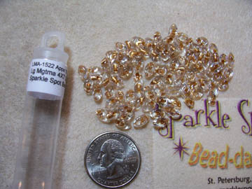 CRYSTAL SPARKLING HONEY BEIGE LINED Long Magatama Drops CRYSTAL SPARKLING HONEY BEIGE LINED Long Magatama Drops