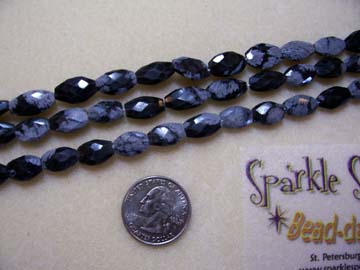 SNOWFLAKE OBSIDIAN Faceted Ovals 12mm SNOWFLAKE OBSIDIAN Faceted Ovals 12mm