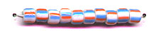 BLUE ORANGE WHITE Striped Toho Round Sz 06 BLUE ORANGE WHITE Striped Toho Round Sz 06