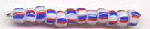 RED WHITE BLUE Striped Toho Round Sz 06 RED WHITE BLUE Striped Toho Round Sz 06