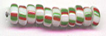 RED GREEN WHITE Striped Toho Round Sz 06 RED GREEN WHITE Striped Toho Round Sz 06
