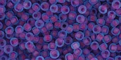 AQUA PURPLE LINED FROSTED Toho Round Sz 15 AQUA PURPLE LINED FROSTED Toho Round Sz 15