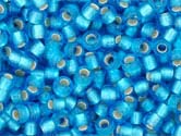 AQUA DARK FROSTED SILVER LINED Toho Round Sz 11 AQUA DARK FROSTED SILVER LINED Toho Round Sz 11