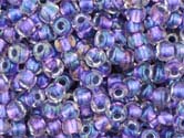 PURPLE METALLIC RAINBOW CRYSTAL LINED Toho Round Sz 6 PURPLE METALLIC RAINBOW CRYSTAL LINED Toho Round Sz 6