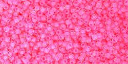 PINK NEON LINED MATTE CRYSTAL Toho Round Sz 11 PINK NEON LINED MATTE CRYSTAL Toho Round Sz 11